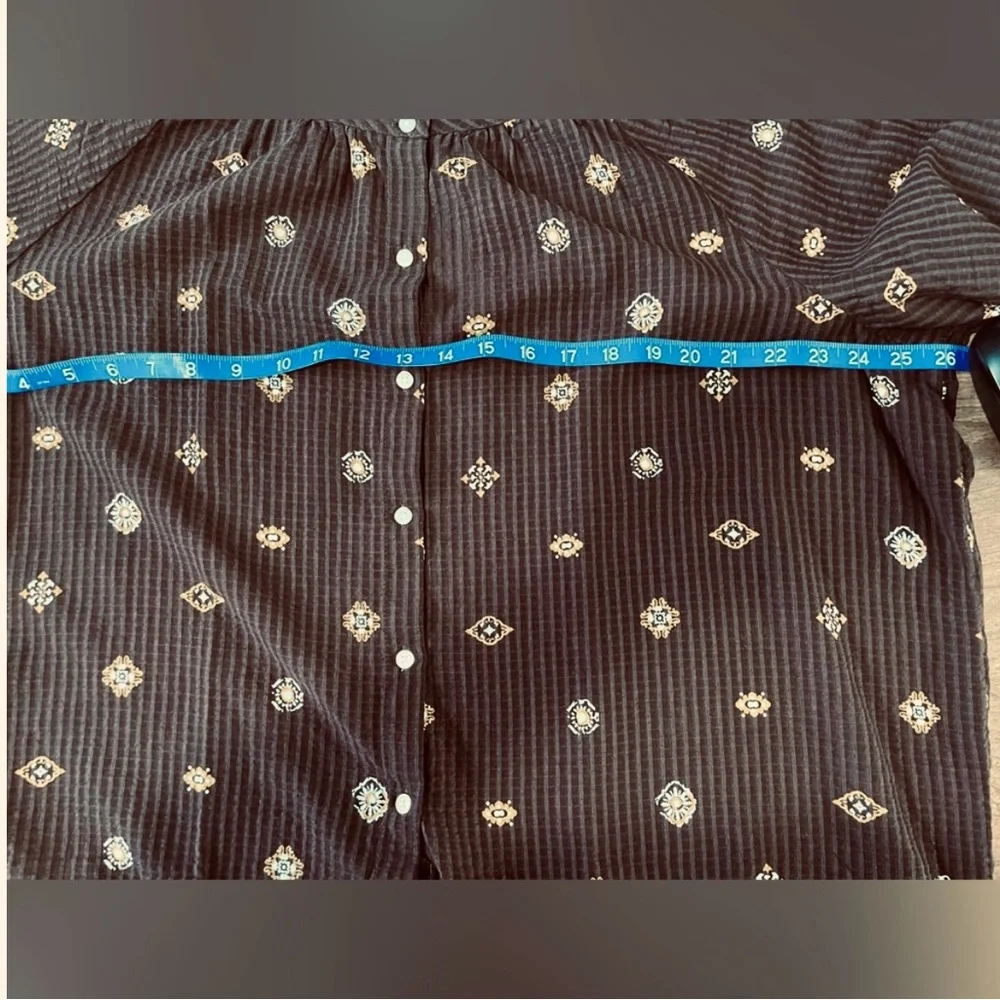 NWT Loft XL Brown Button Up Floral Woven Lightweight Blouse Cottagecore Boho